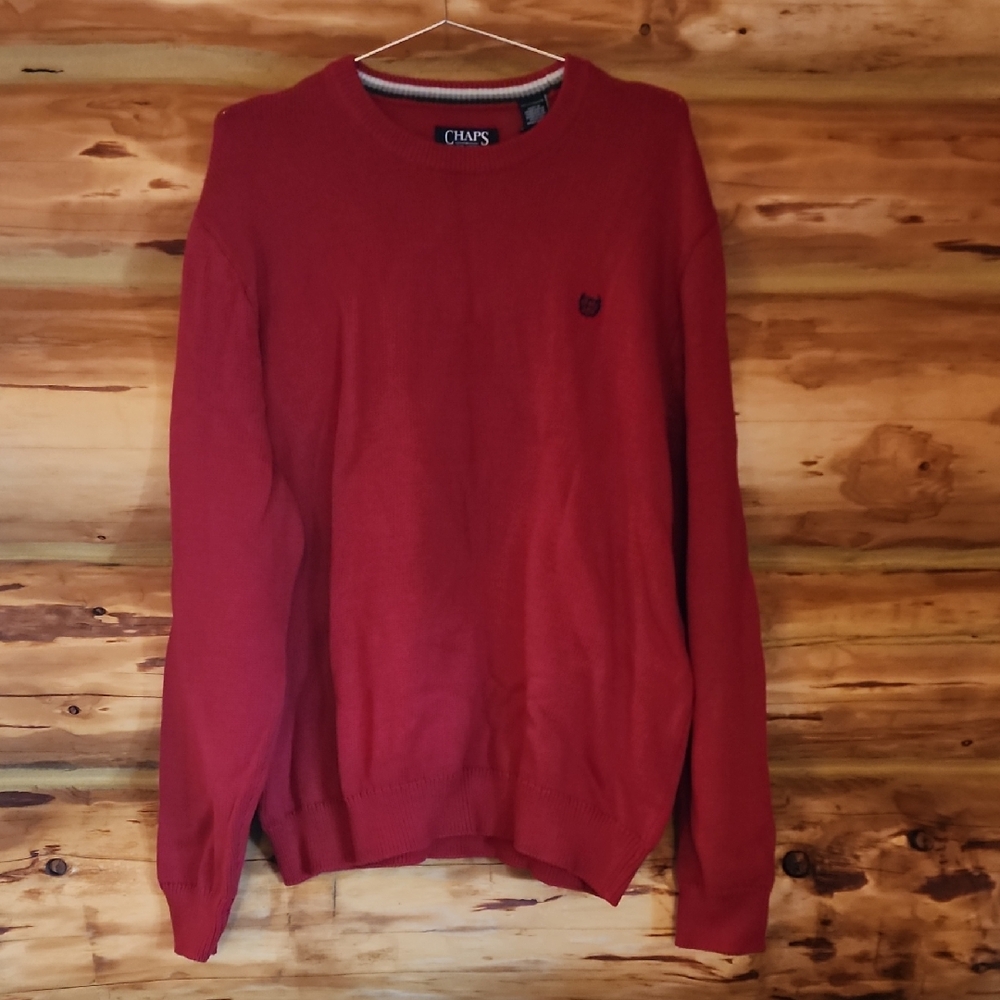 Chaps Men's Classic Red Crewneck Sweater